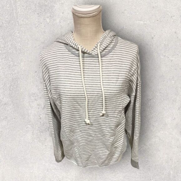 360 Cashmere | EUC Women’s 360 Rylan Striped Hoodie in Mist, Chalk Size XS - Picture 1 of 12